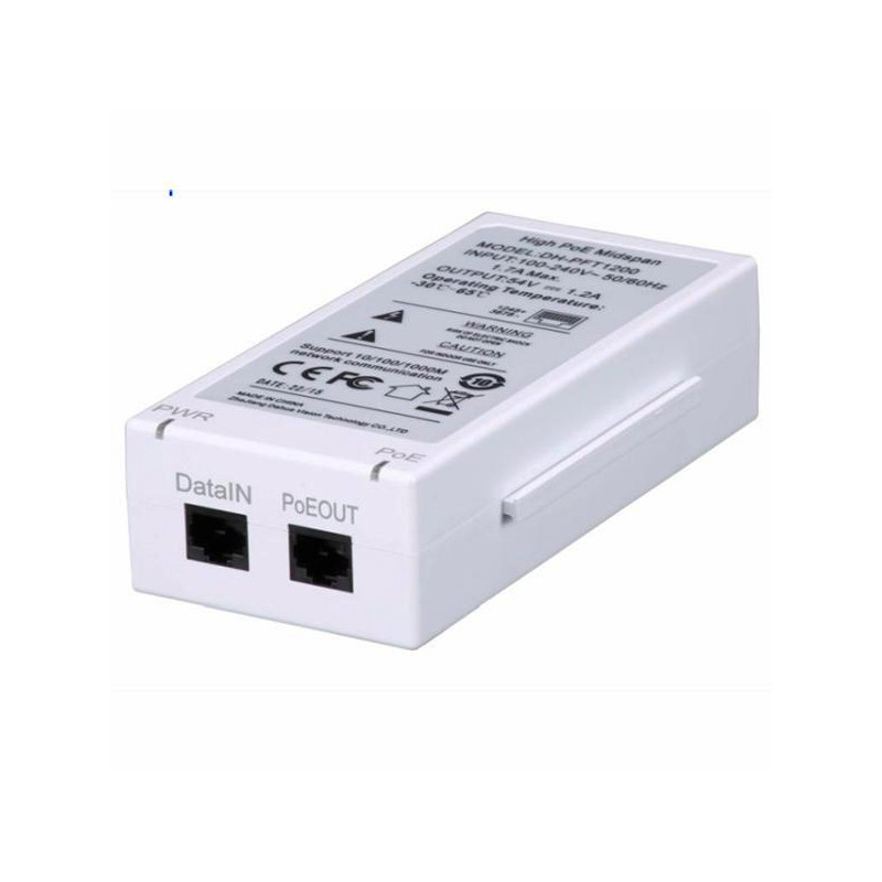 199265 PFT1200 Inyector PoE Dahua de 60W para alimentación de dispositivos de seguridad IP - Imagen 1