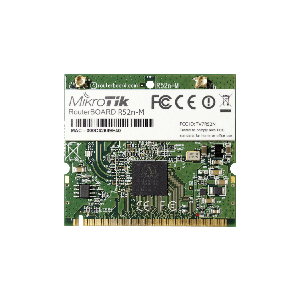 199671 R52NM MIKROTIK 2-MMCX 23DBM 2,4GHZ/5GHZ A/B/G/N300 200MW AR9220 MI - Imagen 1