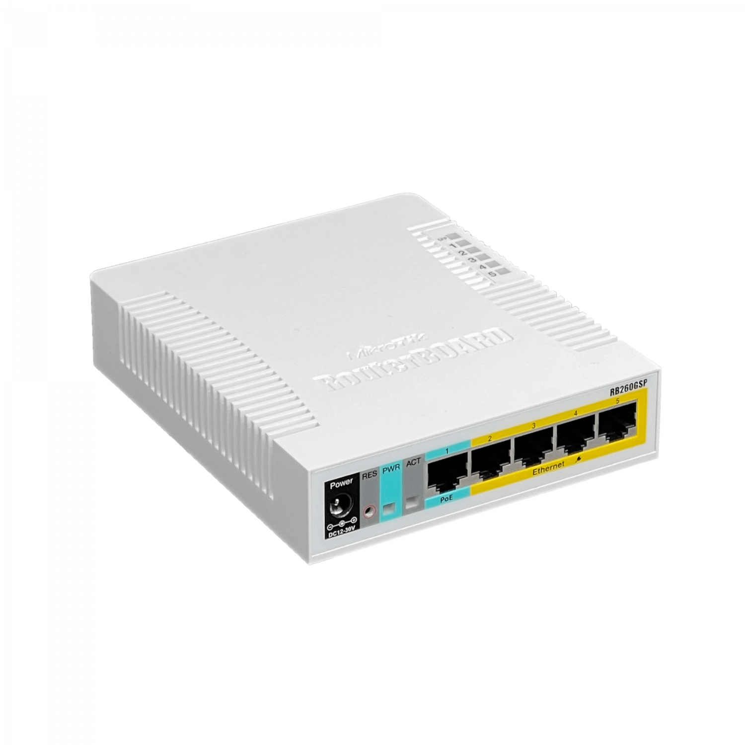 199744 RB260GSP MIKROTIK 5-1000-(4-PoE/9-28VDC) 1-SFP SwOS VLAN Switch Admin - Imagen 1
