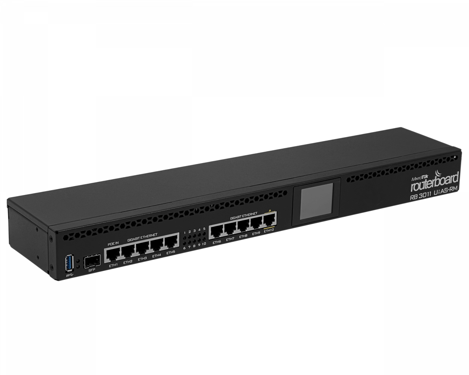 199924 RB3011UIAS-RM MIKROTIK 10-1000 1-SFP 1-USB LCD L5 1,4GHz-Dual 1GB 1U-Rack - Imagen 1
