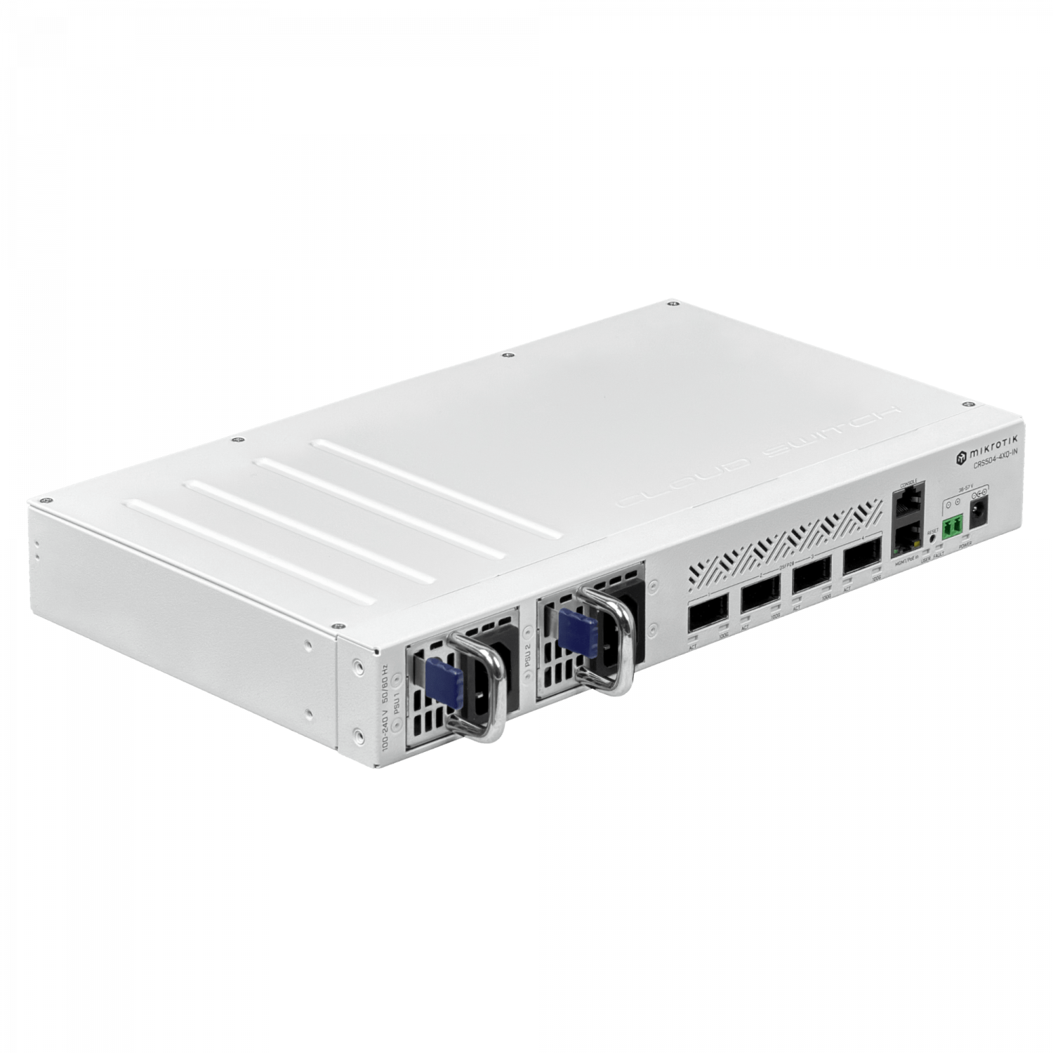 199960 CRS504-4XQ-IN MIKROTIK 4-QSFP28-100G 1-100 L5 36-57VDC 2-220VAC req-cables - Imagen 1