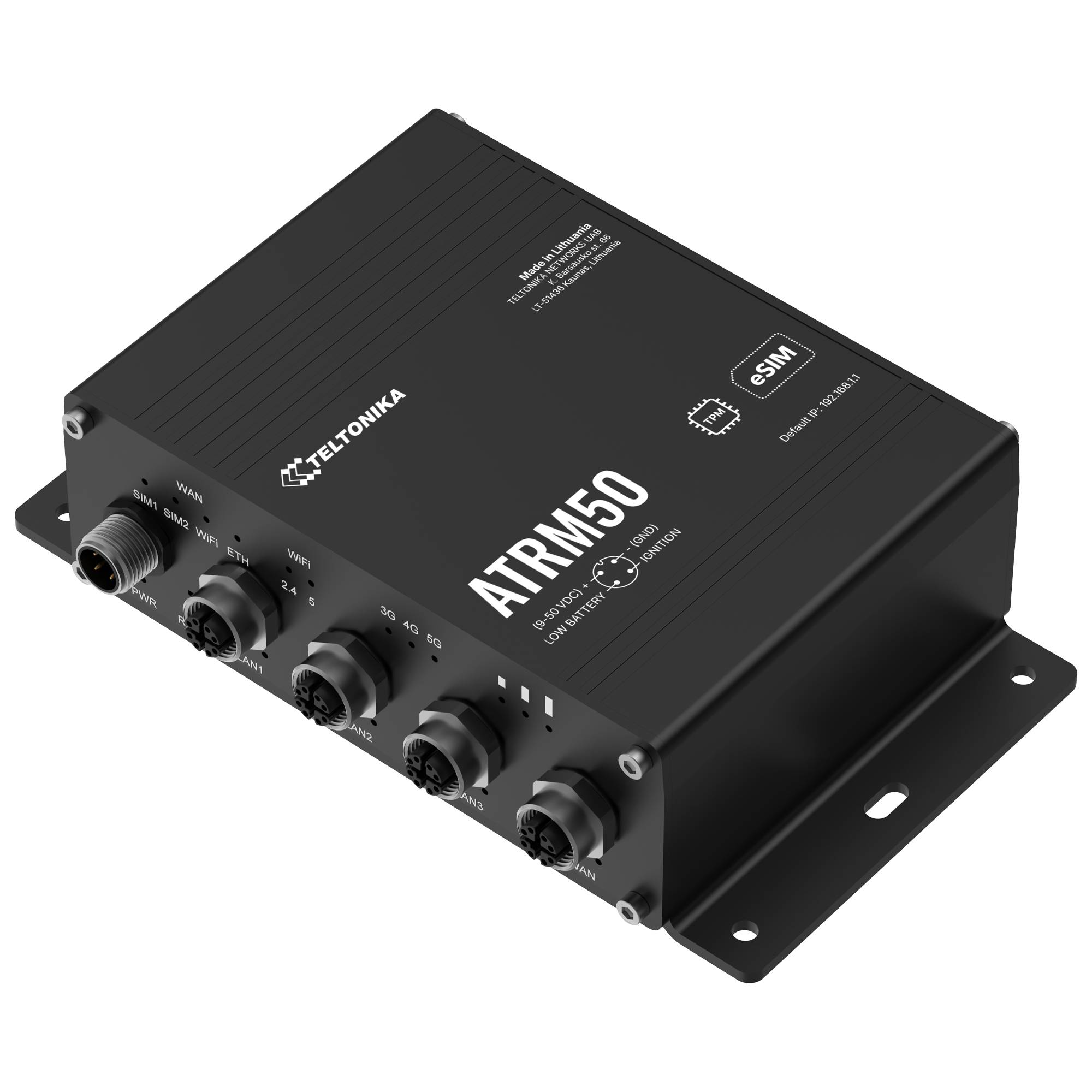 201566 ATRM50 Teltonika Router industrial 5G con puertos Gigabit M12, doble SIM y gestión remota RMS. Ideal para transporte y aplicaciones críticas. - Imagen 1