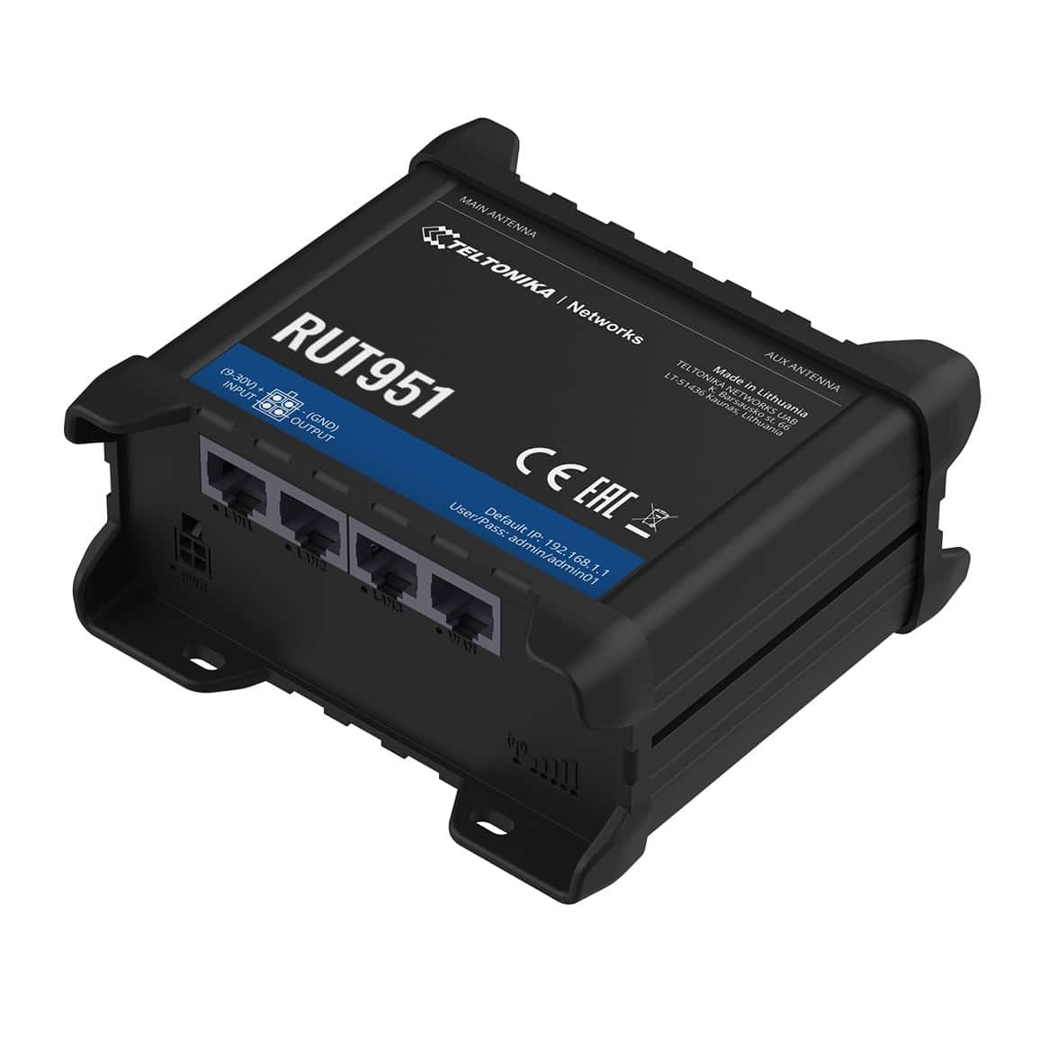 201597 RUT951 Teltonika Router industrial LTE con GNSS, doble SIM y Wi?Fi para aplicaciones móviles e IoT. - Imagen 1