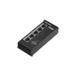 TSF000 Teltonika Switch Ethernet industrial TSF000 con 5 puertos, 4 salidas PoE+, diseño compacto y montaje DIN para redes IoT, automatización y videovigilancia.