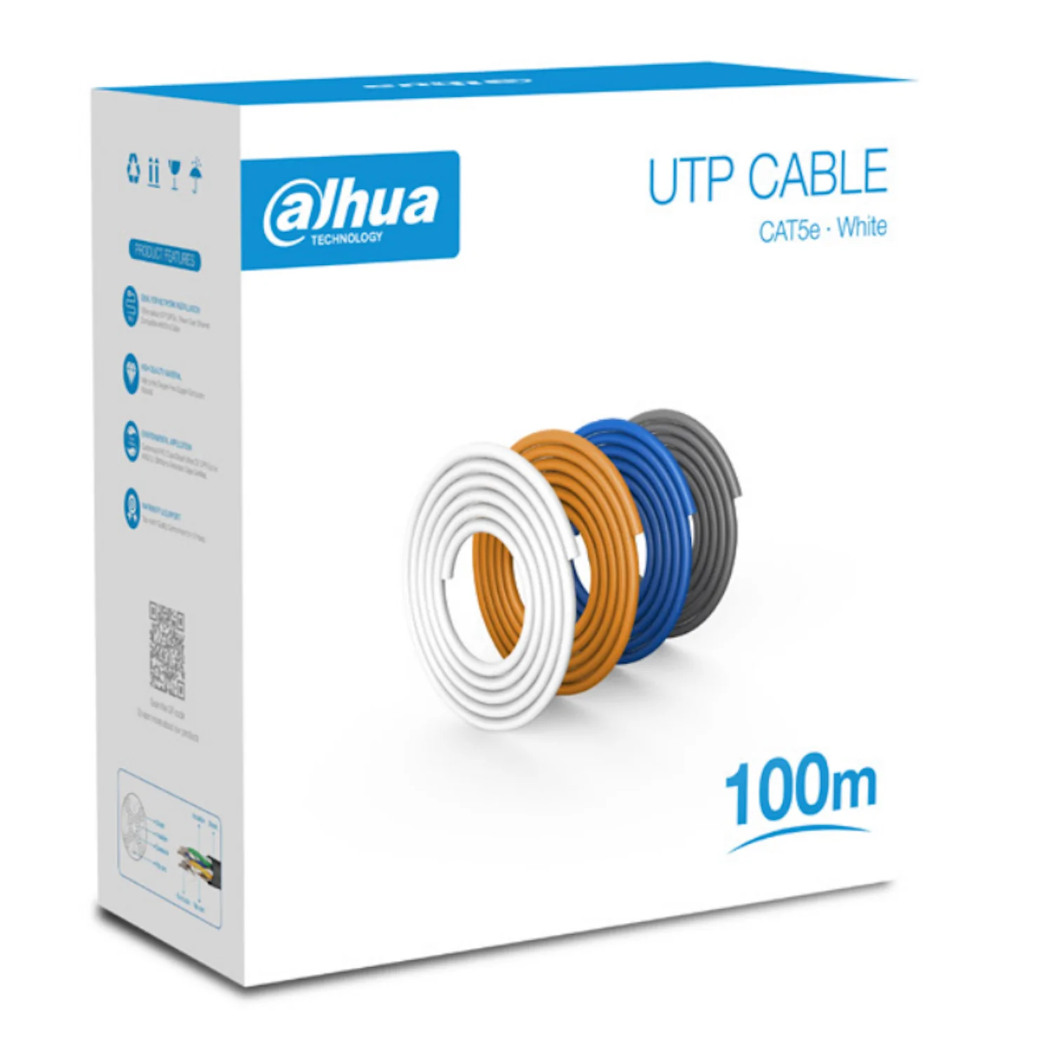 202107 PFM920I-5EU-U-100 Cable Blanco UTP CAT5E 100% Cobre 100 metros DAHUA - Imagen 1