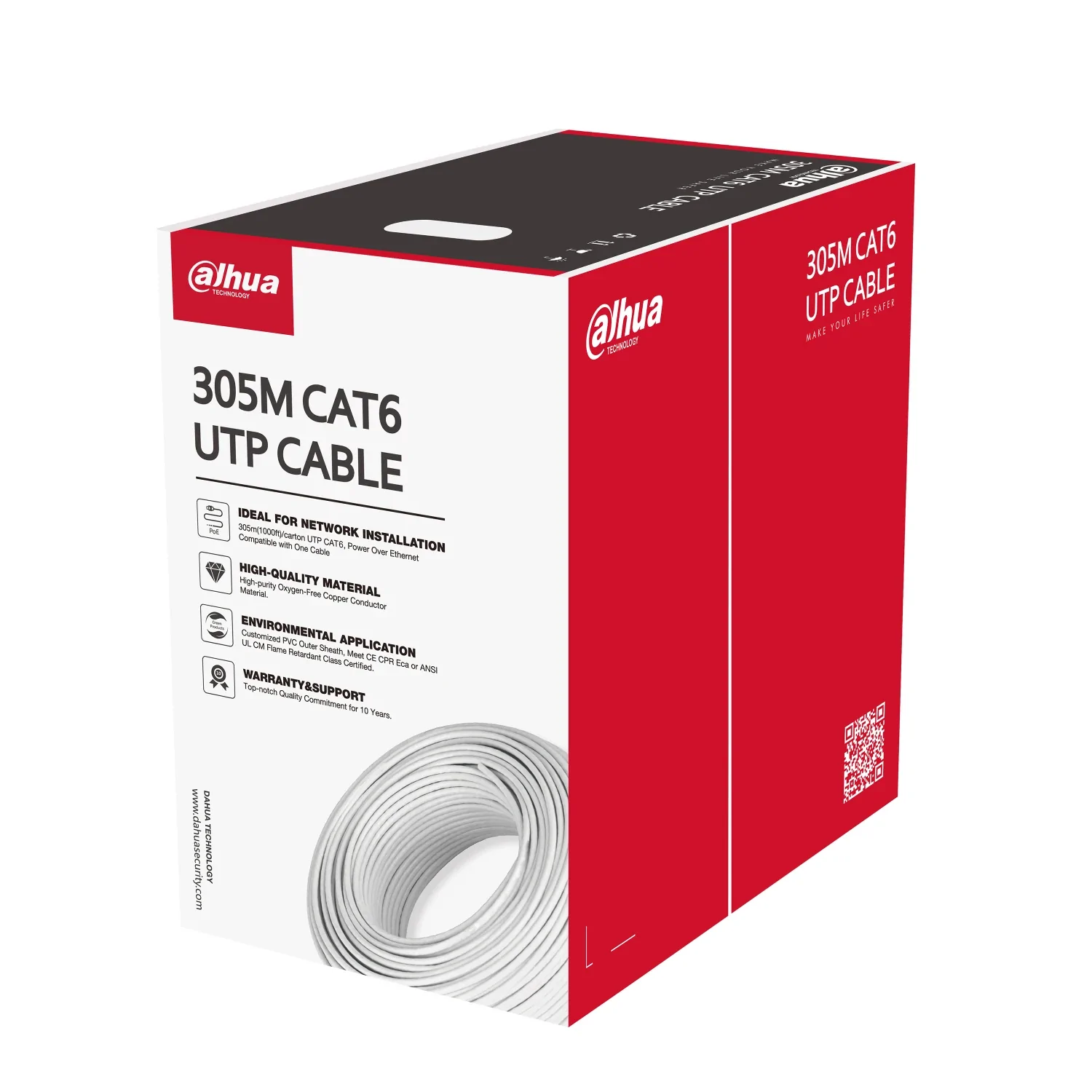 202111 PFM920I-6UN-C Cable UTP Cat6 Cobre 305Mts Color Blanco Dahua - Imagen 1