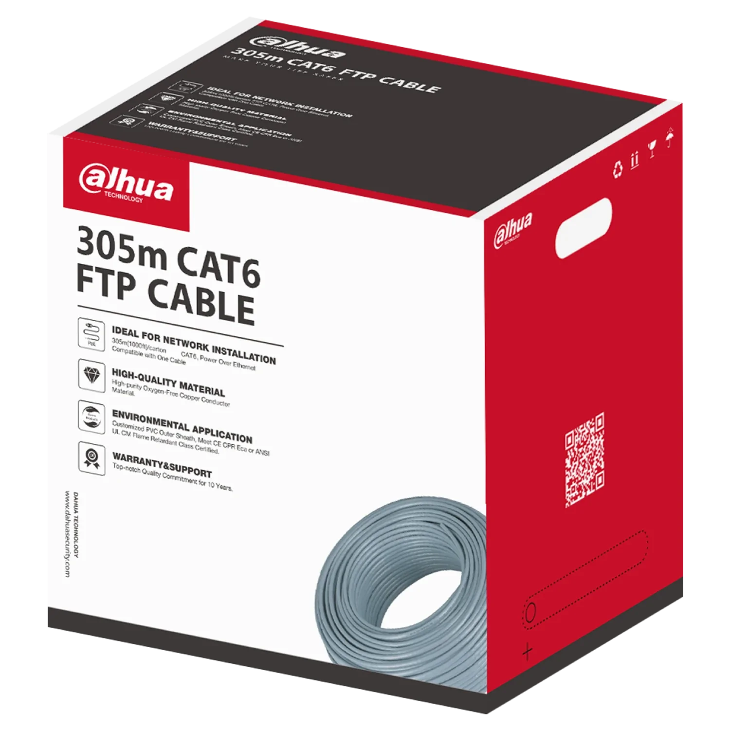 202114 PFM920I-6F-C Cable FTP Cat6 Cobre 305Mts Color Gris Dahua - Imagen 1