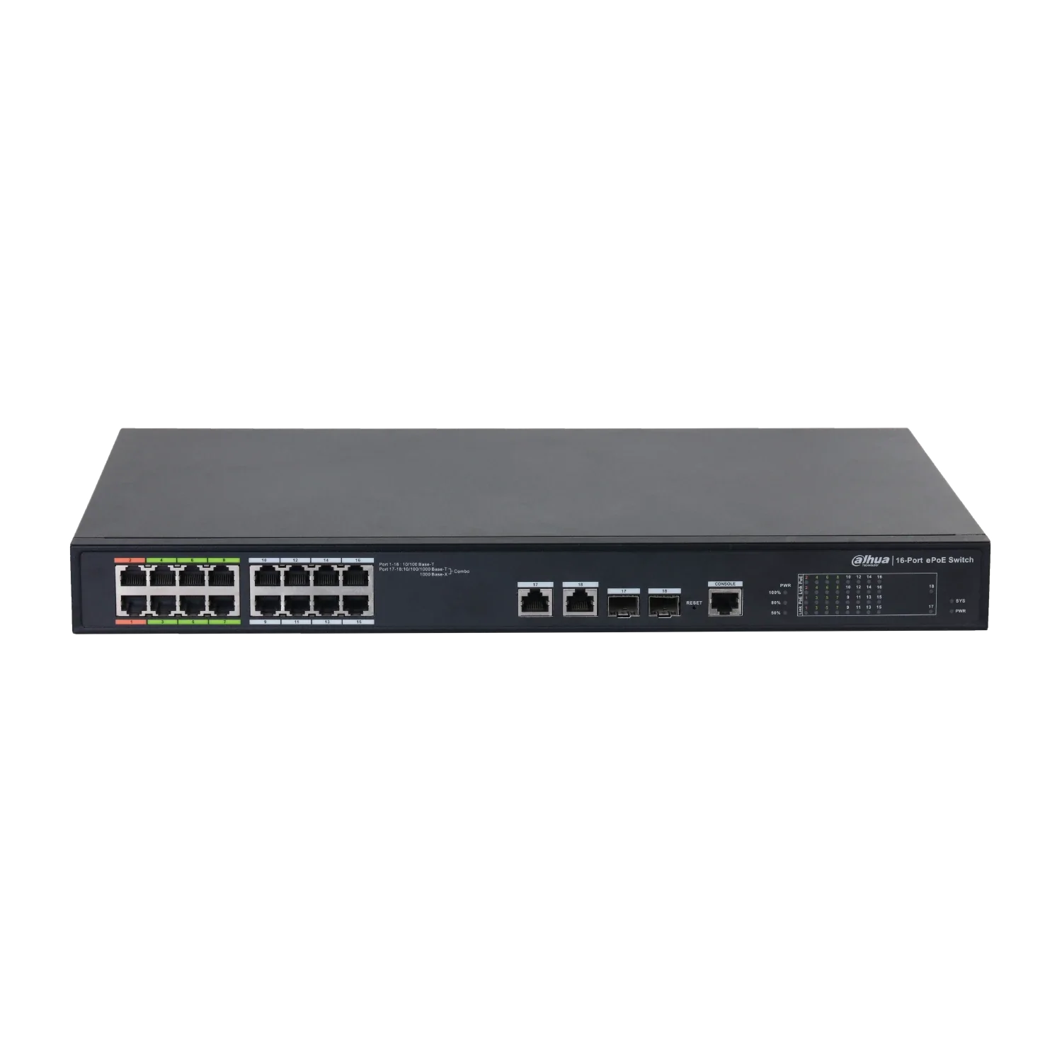202141 LR2218-16ET-240-V2 Switch 16 PoE 8 ePoE Puertos Dahua - 240W Total HI-PoE Dahua - Imagen 1
