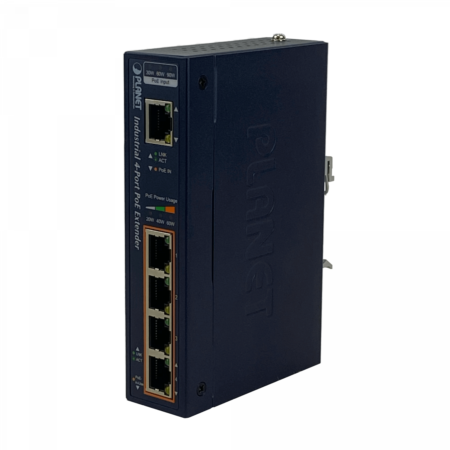 201888 IPOE-E174 IPOE-E174. PLANET Switch 5-1000 in-60W 4-PoE-af/at Extender Riel-DIN Industrial - Imagen 1