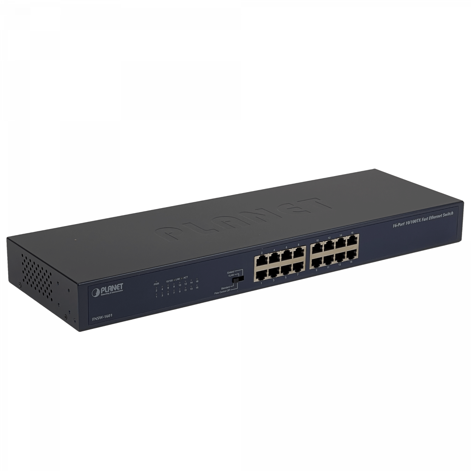 201899 FNSW-1601 FNSW-1601. PLANET 16-100 Switch no-Admin-L2 Rack 220V-Directo Selector-4-modos - Imagen 1