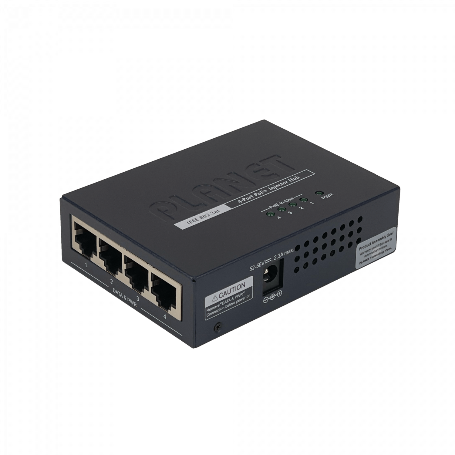 201921 HPOE-460 HPOE-460. PLANET HUB 4-PoE+af/at 120W-Tot Gigabit inyector Multiple inc54V/130W - Imagen 1