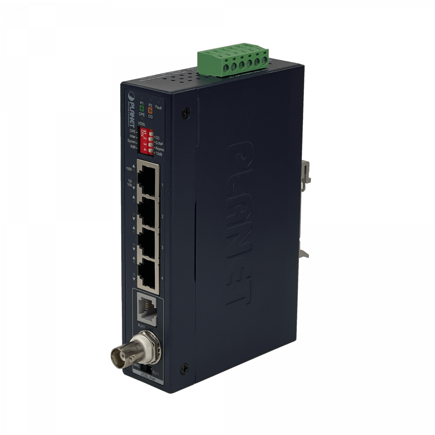 201922 IVC-234GT IVC-234GT. PLANET 4-1000-RJ45 1-VDSL RJ11-H-1400mt / BNC-H-2400mt RielDIN req-Fte - Imagen 1