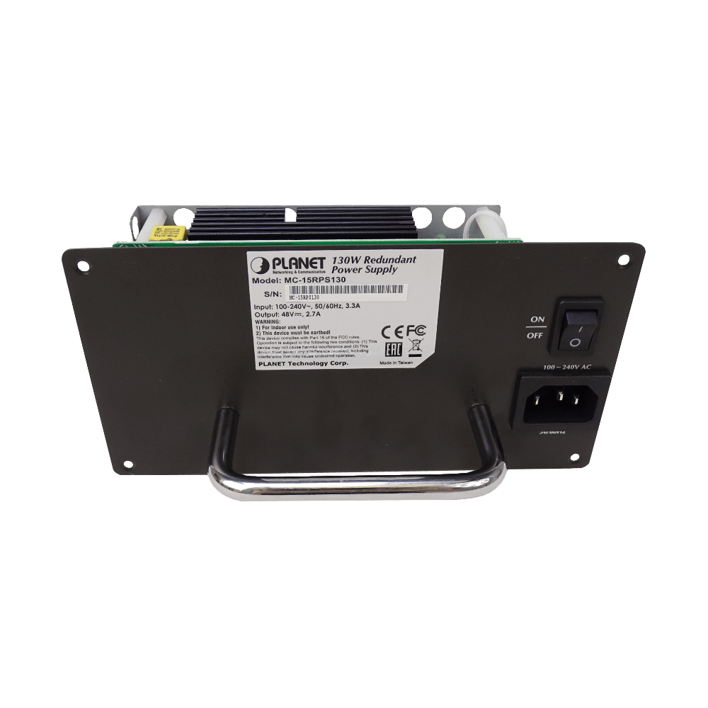 201927 MC-15RPS130 MC-15RPS130. PLANET Fuente Redundante para Chasis MC-1500R 100-240VAC 130W - Imagen 1