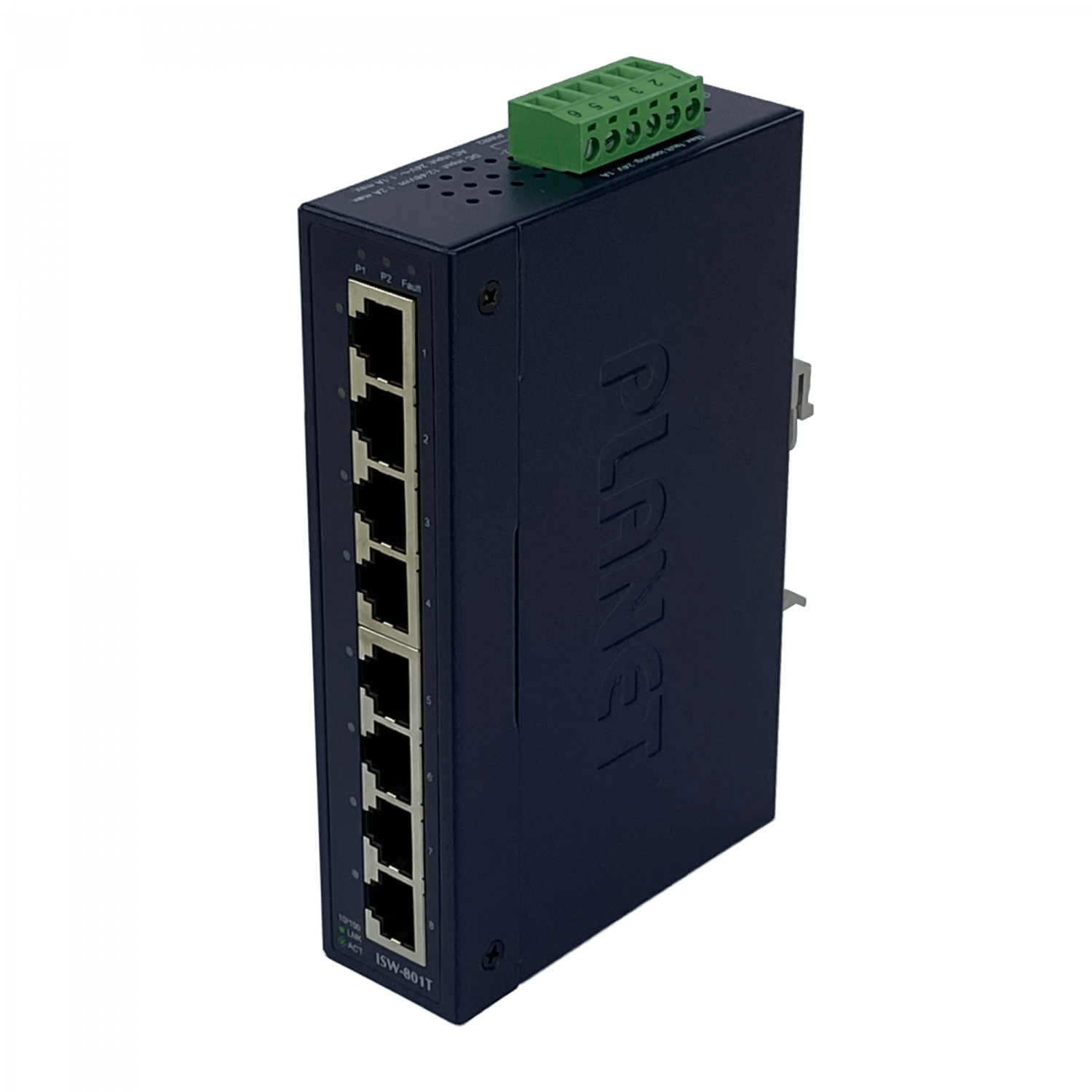 201937 IGS-801T IGS-801T. PLANET 8-1000 Switch Indust no-Admin Riel-DIN Gigabit req-12-48DC/24AC - Imagen 1