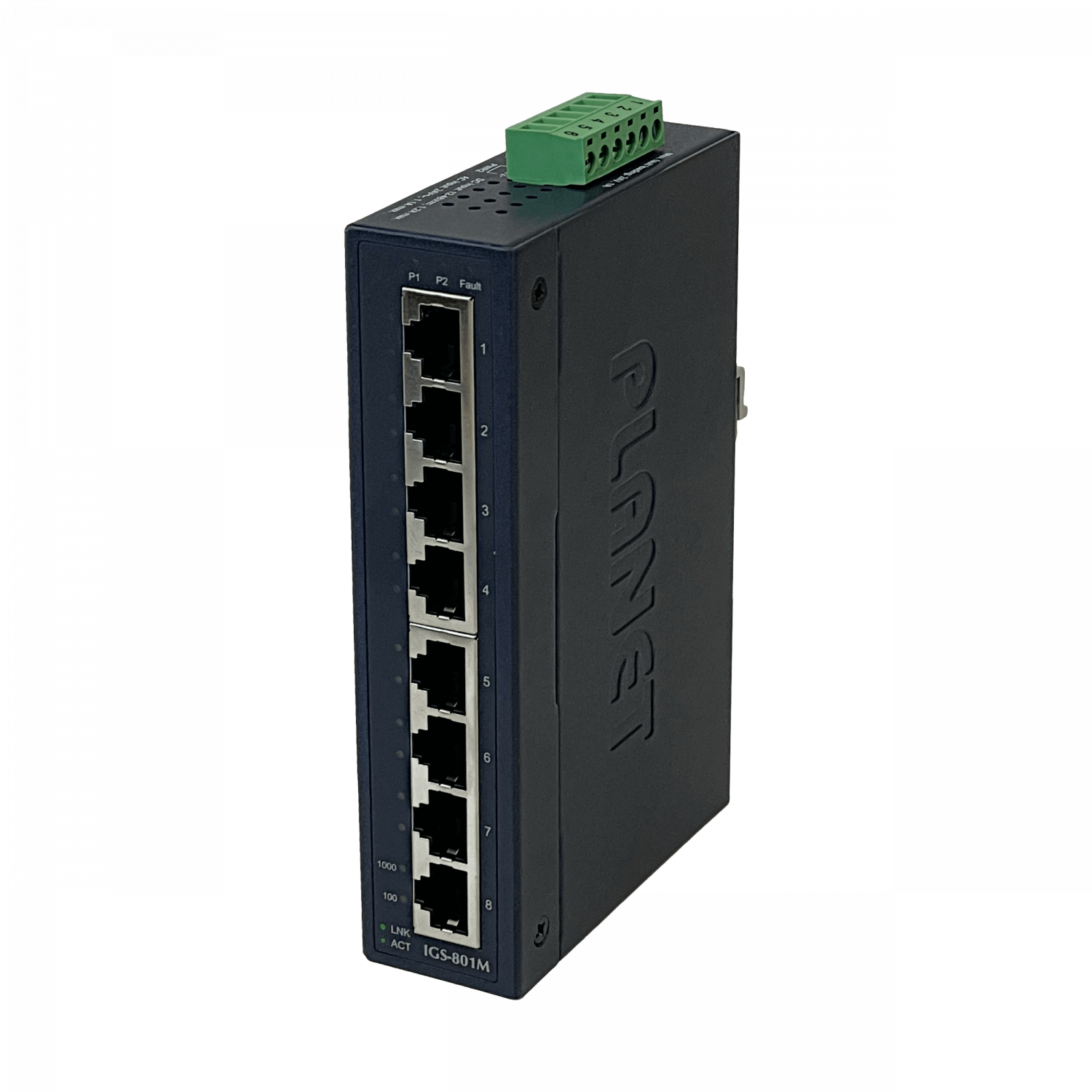 201946 IGS-801M IGS-801M. PLANET 8-1000 Switch Indust Admin Riel-DIN Gigabit req 12-48VDC 24VAC - Imagen 1