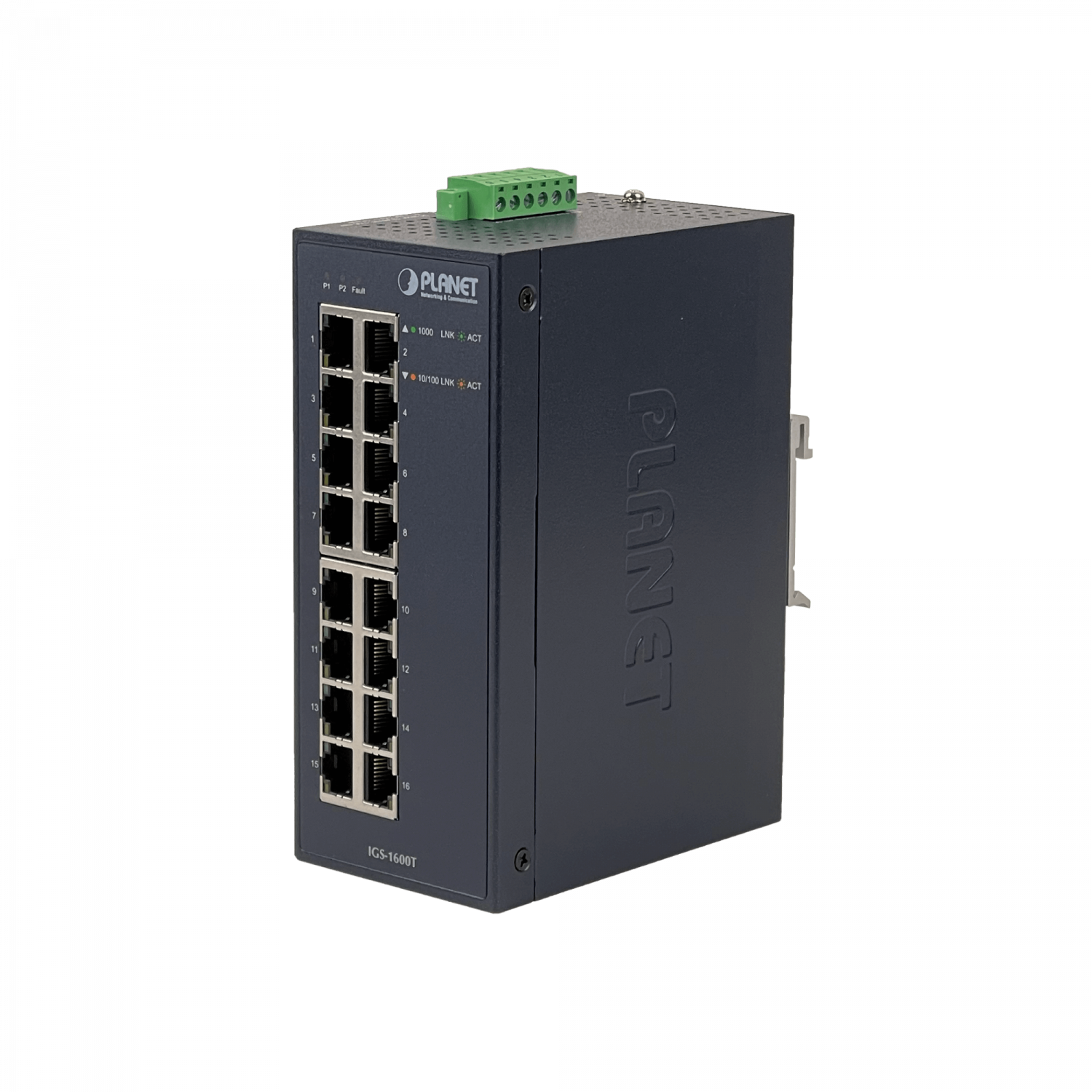 201954 IGS-1600T IGS-1600T. PLANET 16-1000 IP30 Switch Industrial no-Admin Riel-DIN req/12-48VDC - Imagen 1
