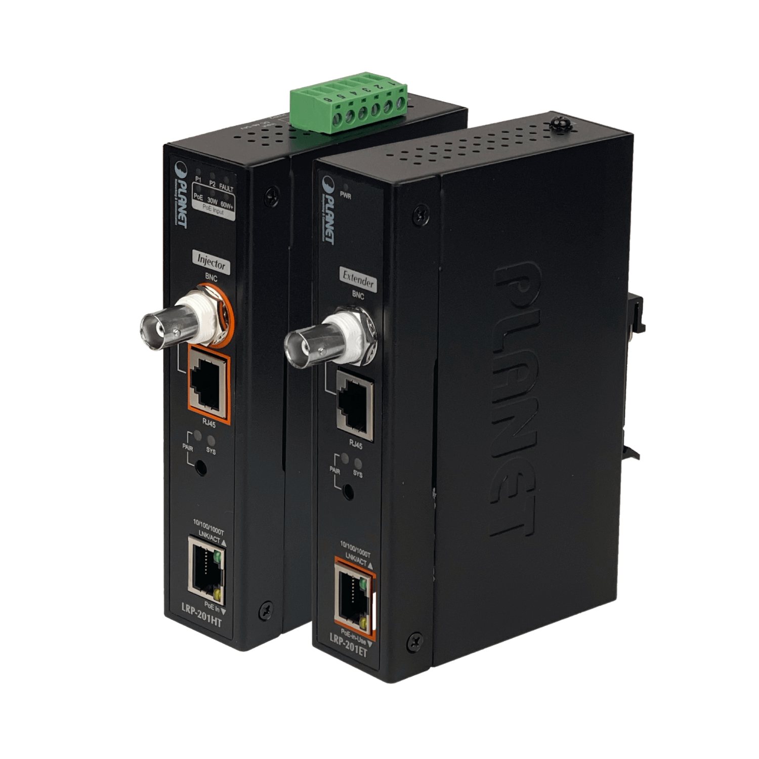 201965 LRP-201-KIT LRP-201-KIT. PLANET Kit Extensor 600mt-UTP/BNC 1000mbps req-Fuente 48-56VDC PoE-60W - Imagen 1