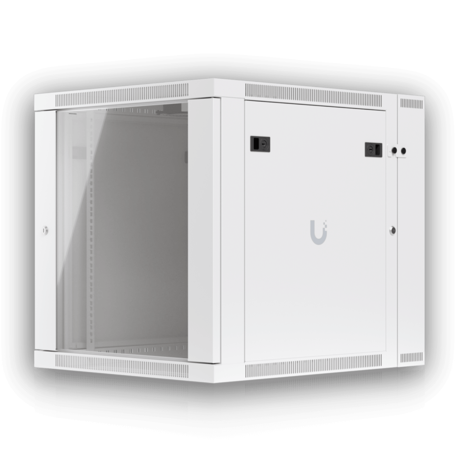 202525 URKD12-7 URKD12-7 UBIQUITI 12U Puerta-Vidrio Doble Bisagra 70cm-Fondo Rack Muro Blanco - Imagen 1